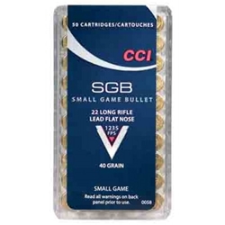 CCI SGB Small Game Rimfire Ammunition 22 Long Rifle 40 Grain Lead Truncated Cone Box of 50 Rounds
