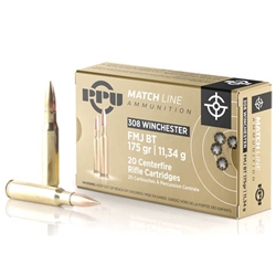 Prvi Partizan Rifle Ammunition 308 Winchester 175 Grain Match Hollow Point Boat Tail Box of 20 Rounds