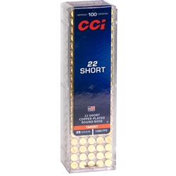 CCI Ammunition 22 Short 29 Grain Plated Lead Round Nose Box of 100