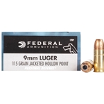Federal Personal Defense Ammunition 9mm Luger 115 Grain Jacketed Hollow Point Box of 20