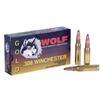 Wolf Gold Ammunition 308 Winchester 150 Grain Soft Point Case of 500 (25 Boxes of 20)