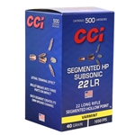CCI Quik-Shok Ammunition 22 Long Rifle Subsonic 40 Grain Plated Lead Hollow Point Box of 50