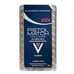 CCI Pistol Match Ammunition 22 Long Rifle 40 Grain Lead Round Nose Box of 50
