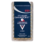 CCI GamePoint Ammunition 17 Hornady Magnum Rimfire (HMR) 20 Grain Jacketed Spire Point Box of 50