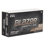 CCI Blazer Brass Ammunition 9mm Lugar 115 Grain Full Metal Jacket Box of 50
