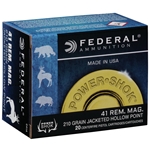 Federal Power-Shok Hunting Ammunition 41 Remington Magnum 210 Grain Jacketed Hollow Point Box of 20