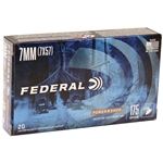 Federal Power-Shok Ammunition 7x57mm Mauser (7mm Mauser) 175 Grain Round Nose Soft Point Box of 20