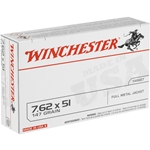 Winchester Ammunition 7.62x51mm NATO (308 Winchester) 147 Grain Full Metal Jacket Box of 20