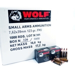 Wolf Rifle Ammunition 7.62x39mm Russian 122 Grain Full Metal Jacket Case of 1000 (50 Boxes of 20)