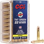 CCI Maxi-Mag Rimfire Ammunition 22 Winchester Magnum Rimfire (WMR) 30 Grain Speer TNT Green Hollow Point Lead-Free Box of 50 Rounds