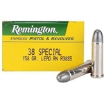 Remington Express Handgun Ammunition 38 Special 158 Grain Lead Round Nose Box of 50 Rounds