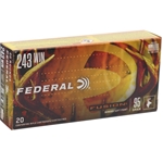 Federal Fusion Rifle Ammunition 243 Winchester 95 Grain Spitzer Boat Tail Box of 20