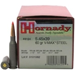 Hornady Custom 5.45x39mm Russian 60 Grain V-Max Steel Case Box of 50 Rounds