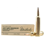 Weatherby Ammunition 257 Weatherby Magnum 100 Grain Spire Point Box of 20