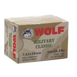 Wolf Military Classic Ammunition 7.62x39mm Russian 124 Grain FMJ Box of 20
