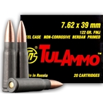 Tula Ammo 7.62x39mm Russian 122 Grain Full Metal Jacket Box of 20 Rounds
