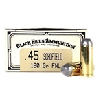 Black Hills Cowboy Action Ammunition 45 S&W Schofield 180 Grain Lead Flat Point Case of 500 (10 Boxes of 50)