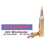 Prvi Partizan Ammunition 243 Winchester 100 Grain Soft Point Box of 20