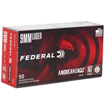 Federal American Eagle Ammunition 9mm Luger 147 Grain Full Metal Jacket Flat Point Box of 50