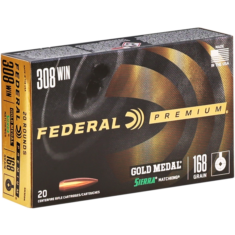 Federal Gold Medal 308 Winchester Ammunition 168 Grain Sierra MatchKing Hollow Point - GM308M