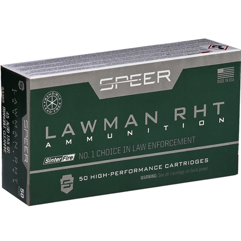 Speer Lawman Cleanfire RHT 45 ACP AUTO Ammo 155 Grain Frangible Total Metal Jacket - 53395