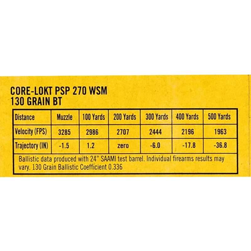 Remington Express 270 Winchester Short Magnum Ammo 130 Grain Core-Lokt PSP