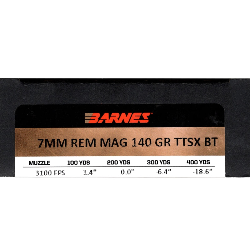 Barnes VOR-TX 7mm Remington Magnum Ammo 140 Grain TTSX Bullet Boat Tail  -  BB7MM1