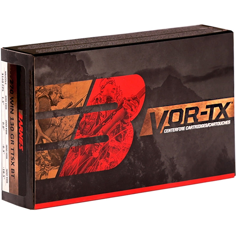 Barnes VOR-TX 270 Winchester Ammo 130 Grain TTSX Polymer Tipped Spitzer Boat Tail Lead-Free