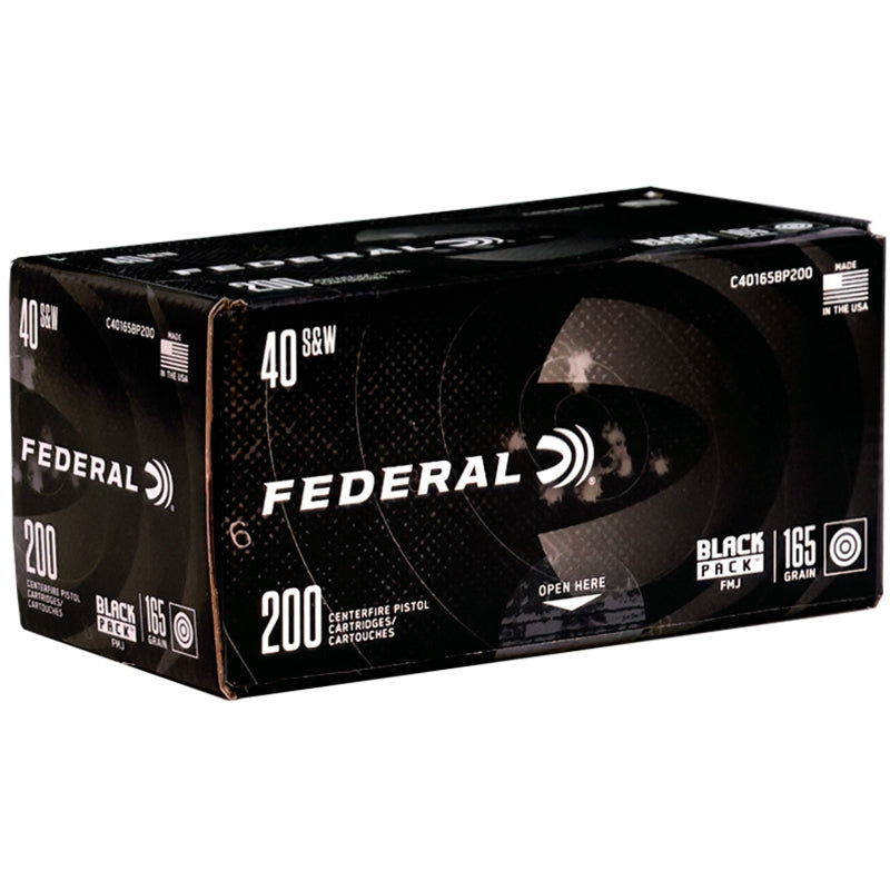 Federal Black Pack 40 S&W Ammo 165 Grain Full Metal Jacket - C40165BP200
