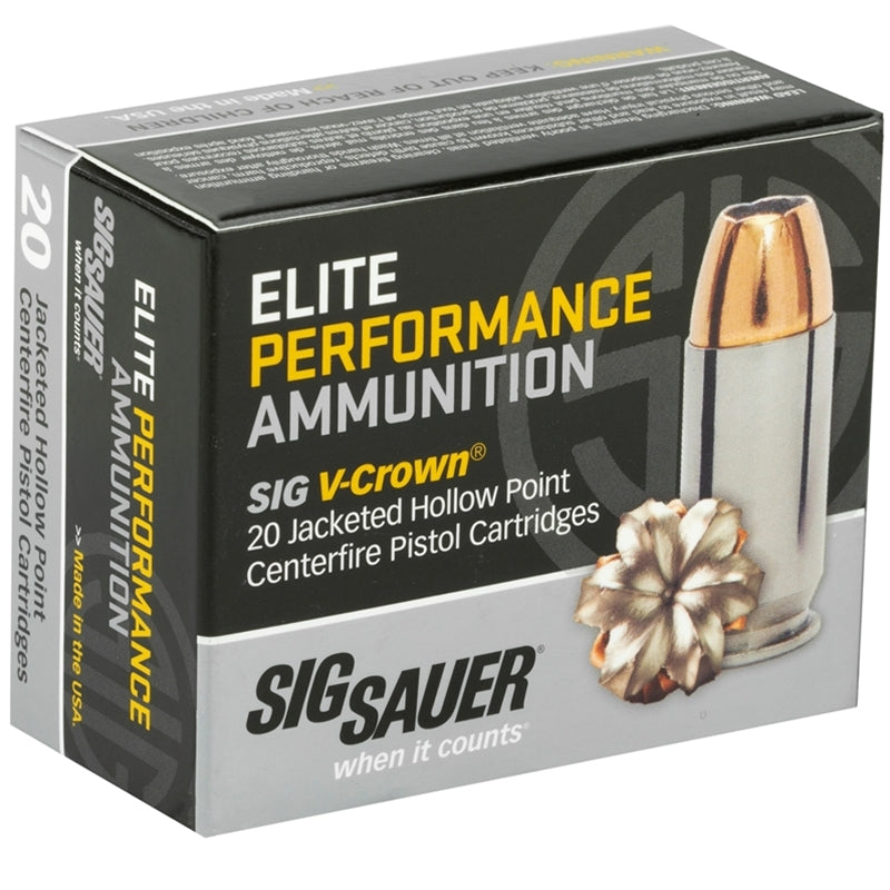 Sig Sauer Elite Performance 10mm AUTO Ammo 180 Grain V-Crown Jacketed Hollow Point - E10MM1-20