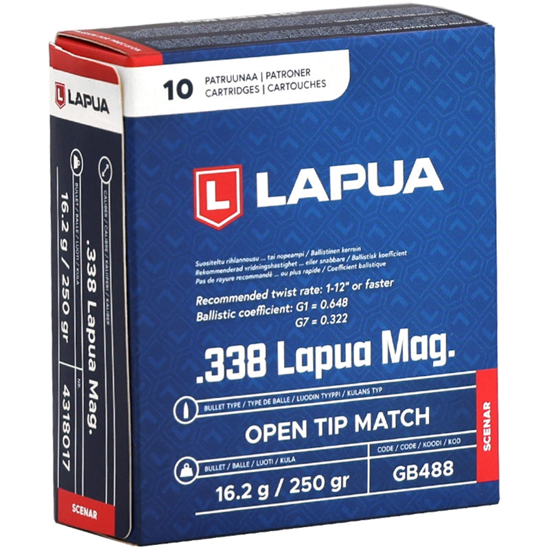 Lapua Scenar 338 Lapua Magnum Ammo 250 Grain Open Tip Match - 4318017