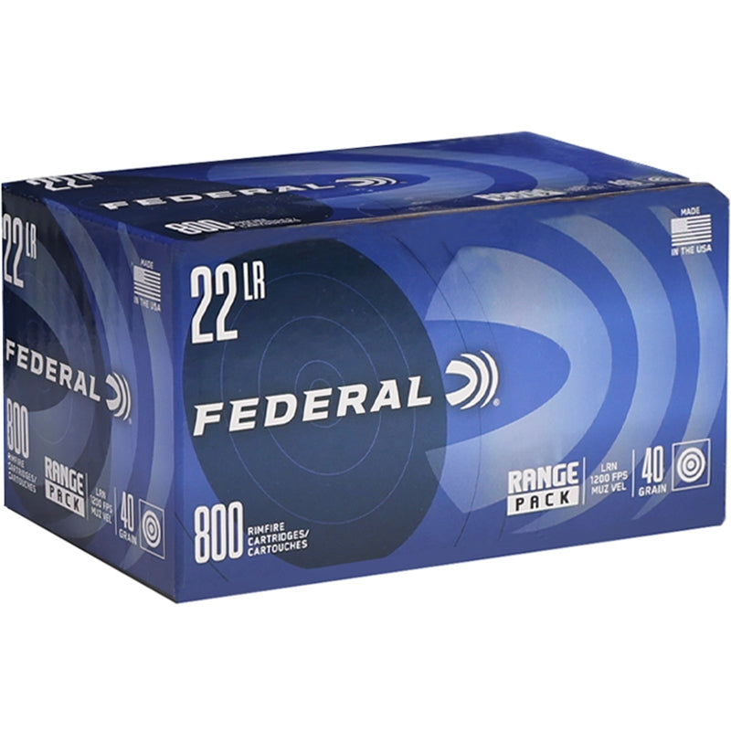 Federal 22 Long Rifle Ammo 40 Grain Lead Round Nose Range Pack 800 Rounds - 729B800
