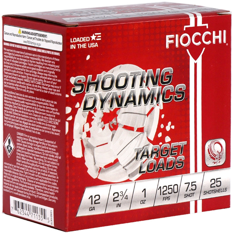 Fiocchi Shooting Dynamics 12 Gauge Ammo 2 3/4" 1oz. #7.5 Shot - 12SD1X75