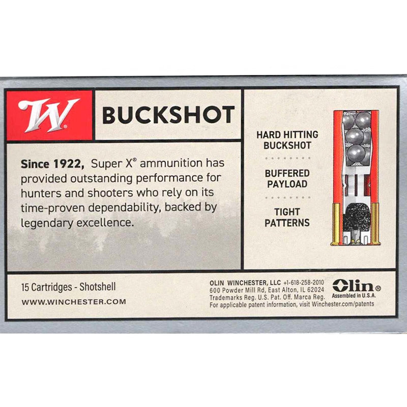 Winchester Super-X 12 Gauge 3" Buffered 00 Lead Buckshot 15 Pellets - XB12300VP