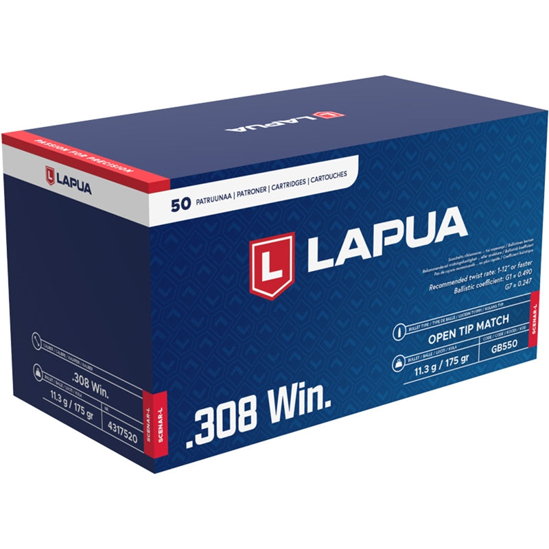 Lapua Scenar - L 308 Winchester Ammo 175 Grain Hollow Point Boat Tail