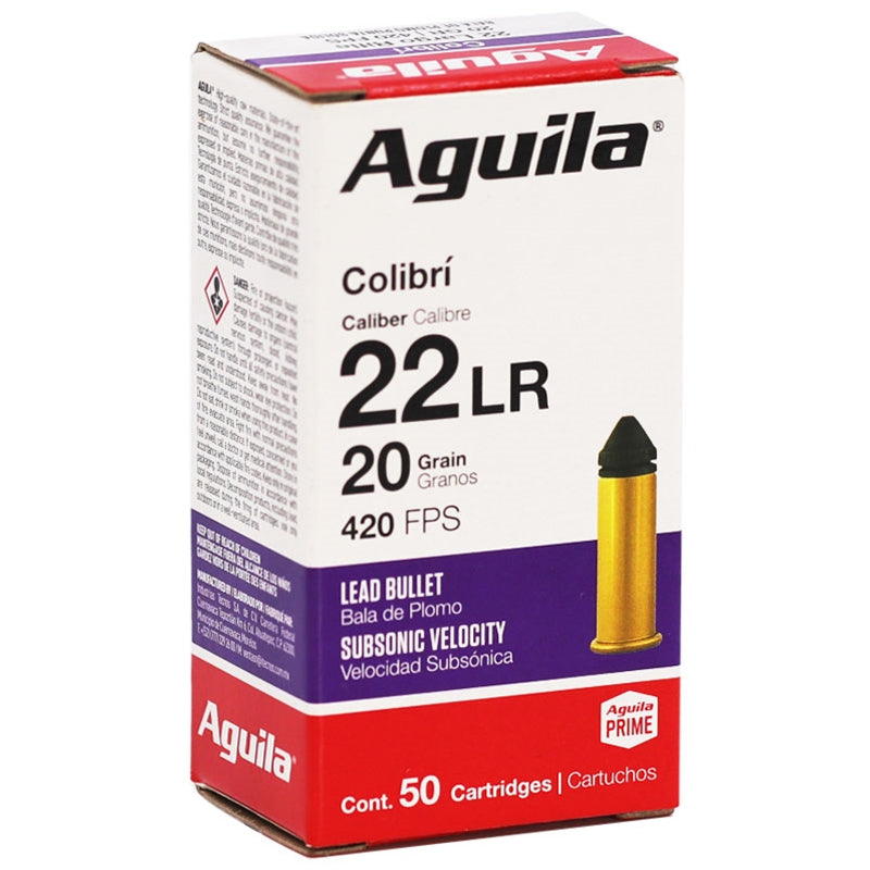 Aguila Colibri 22 Long Rifle Ammo 20 Grain Lead Round Nose - 1B220337