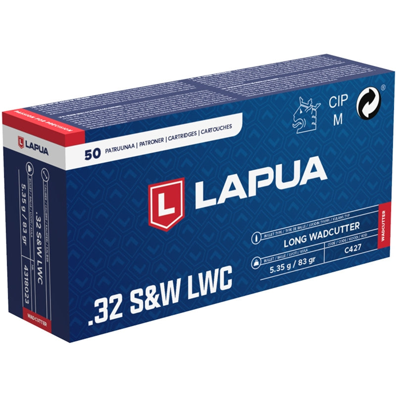 Lapua 32 S&W Long Ammo 83 Grain Lead Wadcutter - LU4318023