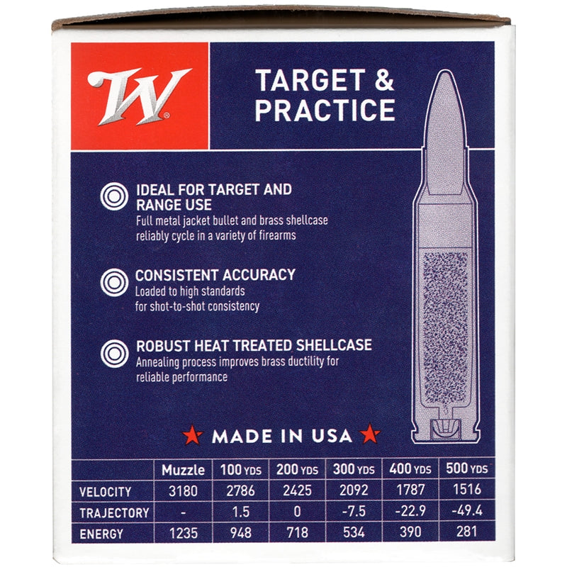 Winchester USA Anniversary Edition 5.56mm NATO M193 Ammo 55 Grain Full Metal Jacket 125 Rounds Value Pack - USA193125