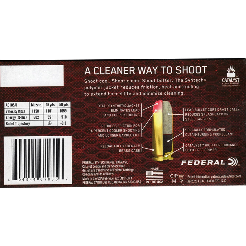 Federal American Eagle 10mm AUTO Ammo 205 Grain Total Metal Jacket Syntech Range - AE10SJ1