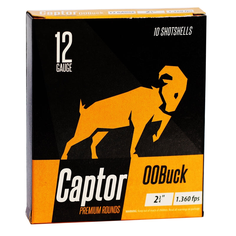 Captor Premium Rounds 12 Gauge Ammo 2-¾” 00 Buckshot 9 Pellets - 1200BUCK