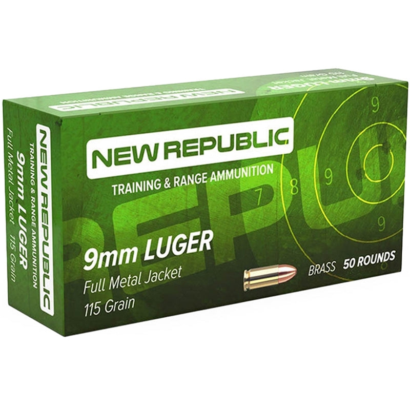 New Republic Training and Range 9mm Ammo 115 Grain Full Metal Jacket - RTR9BR