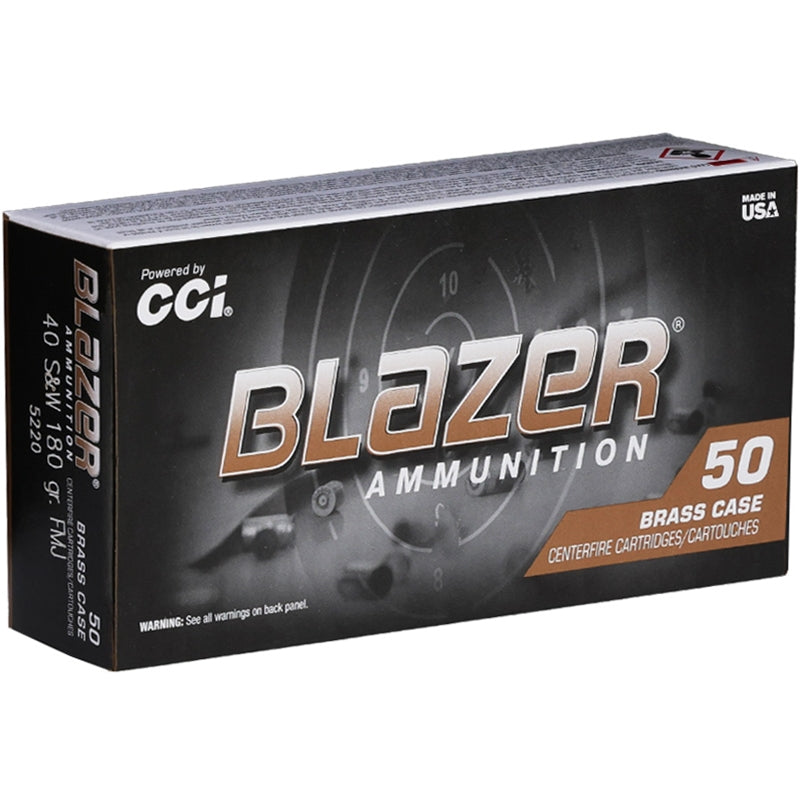 CCI Blazer Brass 40 S&W Ammo 180 Grain Full Metal Jacket - 5220