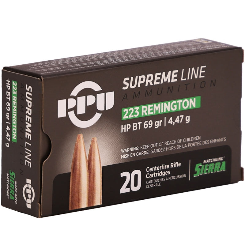 Prvi Partizan Supreme 223 Ammo 69 Grain Sierra MatchKing Hollow Point Boat Tail - PPMK223