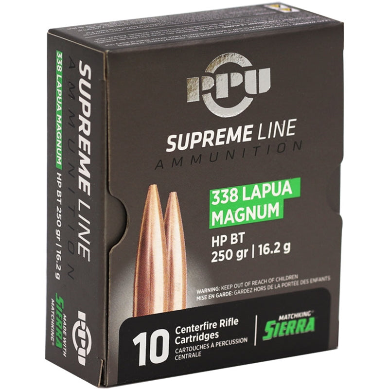 Prvi Partizan Supreme 338 Lapua Magnum Ammo 250 Grain Sierra Match King Hollow Point Boat Tail - PPMK338