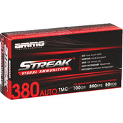 Ammo Inc. Streak 380 Auto Ammo 100 Grain Total Metal Case - 380100TMC-STREAK-RED-50