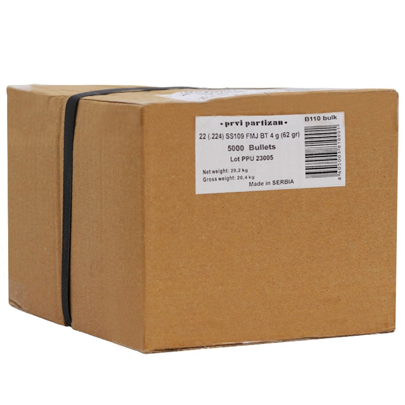 Prvi Partizan Bullets 5.56 NATO (.224 Diameter) 62 Grain SS109 Full Metal Jacket Boat Tail - B110