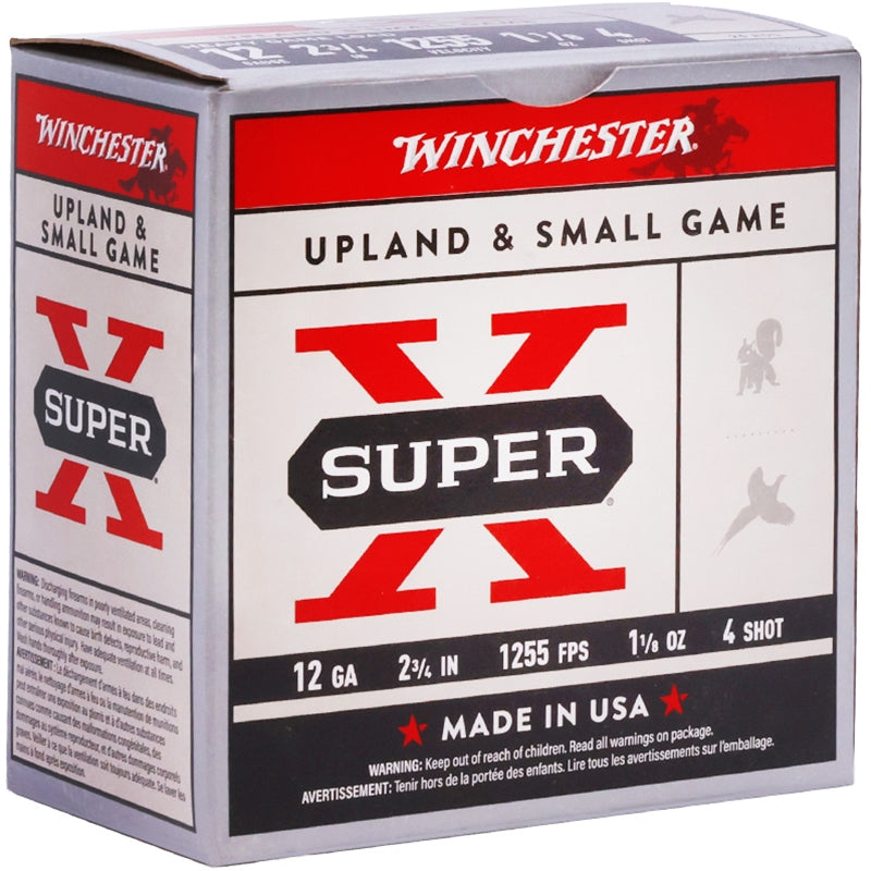 Winchester Super-X 12 Gauge Ammo 2 3/4" 1 1/8 oz #4 Shot VP - XU12H4