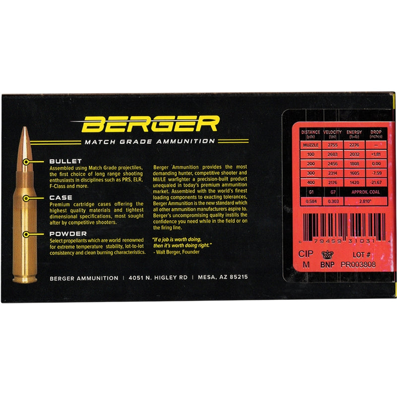 Berger Classic Hunter 6.5mm Creedmoor Ammo 135 Grain Hollow Point Boat Tail - 65-31031