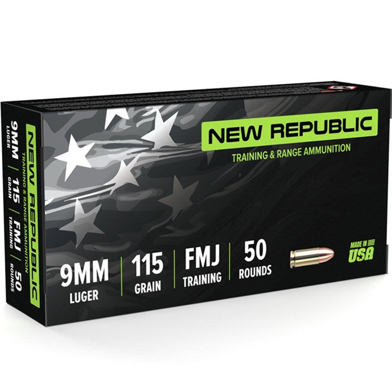 New Republic Training and Range 9mm Ammo 115 Grain Full Metal Jacket - NR911550