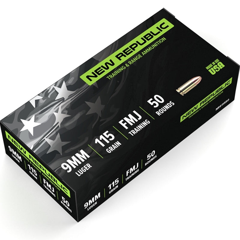 New Republic Training and Range 9mm Ammo 115 Grain Full Metal Jacket - NR911550